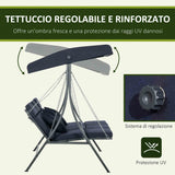 easycomfort easycomfort dondolo da giardino 3 posti con cuscini seduta chaise longue e tettuccio 198x118x168 cm blu scuro