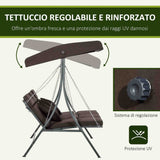 easycomfort easycomfort dondolo da giardino 3 posti con cuscini seduta chaise longue e tettuccio 198x118x168 cm marrone