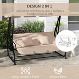 easycomfort easycomfort dondolo letto da giardino 3 posti con tetto regolabile e vassoio 200x120x164 cm marrone chiaro