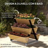 easycomfort easycomfort fioriera da esterno a 3 livelli con 5 strutture in legno di abete con fori di drenaggio 75x78x77 cm