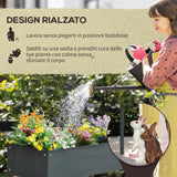 easycomfort easycomfort fioriera da esterno rialzata in metallo con 3 fori di drenaggio 100x30x80 cm grigio