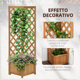 easycomfort easycomfort fioriera da giardino in legno di abete marrone con grigliato per rampicanti e decorazioni 40x40x145 cm