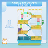 easycomfort easycomfort gabbia per criceti 6 livelli con tunnel ruota rampe casetta bottiglia e ciotola azzurro