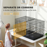 easycomfort easycomfort gabbia per uccelli con divisorio e ripiano inferiore portaoggetti in acciaio e pp 94x57x57 cm nero