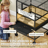 easycomfort easycomfort gabbia per uccelli con ripiano inferiore vassoio e griglia rimovibili in acciaio e pp 48x46x83 cm nero