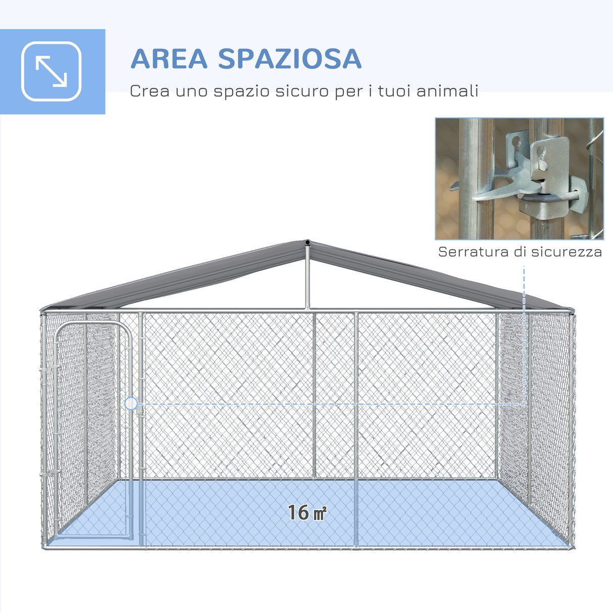 easycomfort easycomfort kennel per cani in metallo con tettuccio in tessuto oxford e porta con blocco 4x4x2 3m