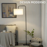 easycomfort easycomfort lampada da terra moderna in acciaio con paralume in tessuto effetto lino 64x38x163 5 cm bianca e nera