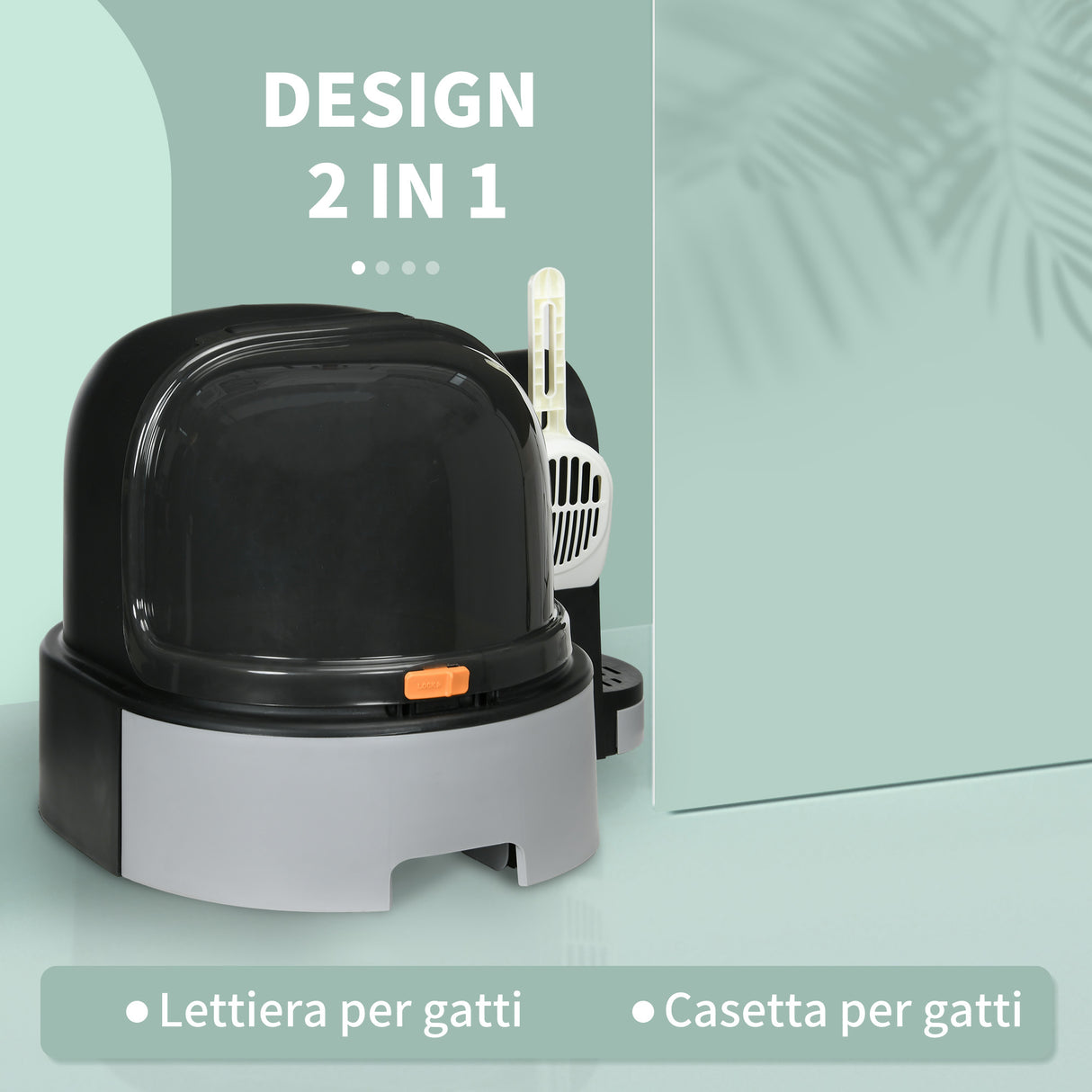 easycomfort easycomfort lettiera per gatti chiusa con coperchio vassoio estraibile e paletta in pp e pc 52x60x42 cm grigio scuro