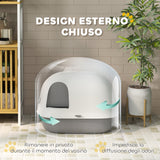 easycomfort easycomfort lettiera per gatti chiusa con gattaiola e paletta in pp 58x46x39 cm grigio chiaro e bianco