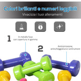 easycomfort easycomfort manubri pesi set manubri palestra da 10kg con valigetta 4 paia di manubri colorati 2x0 5kg 2x1kg 2x1 5kg 2x2kg ean 8054111840958