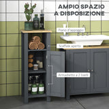 easycomfort easycomfort mobile bagno salvaspazio con armadietto e ripiano aperto in legno 32x30x80cm grigio