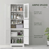 easycomfort easycomfort mobile colonna bagno con 3 armadietti e ante in vetro e a persiana 60x30x170 5cm bianco