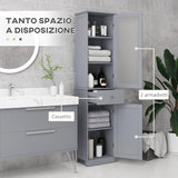 easycomfort easycomfort mobile colonna bagno salvaspazio con armadietto cassetto e ripiani in mdf 40x27x171 5cm grigio