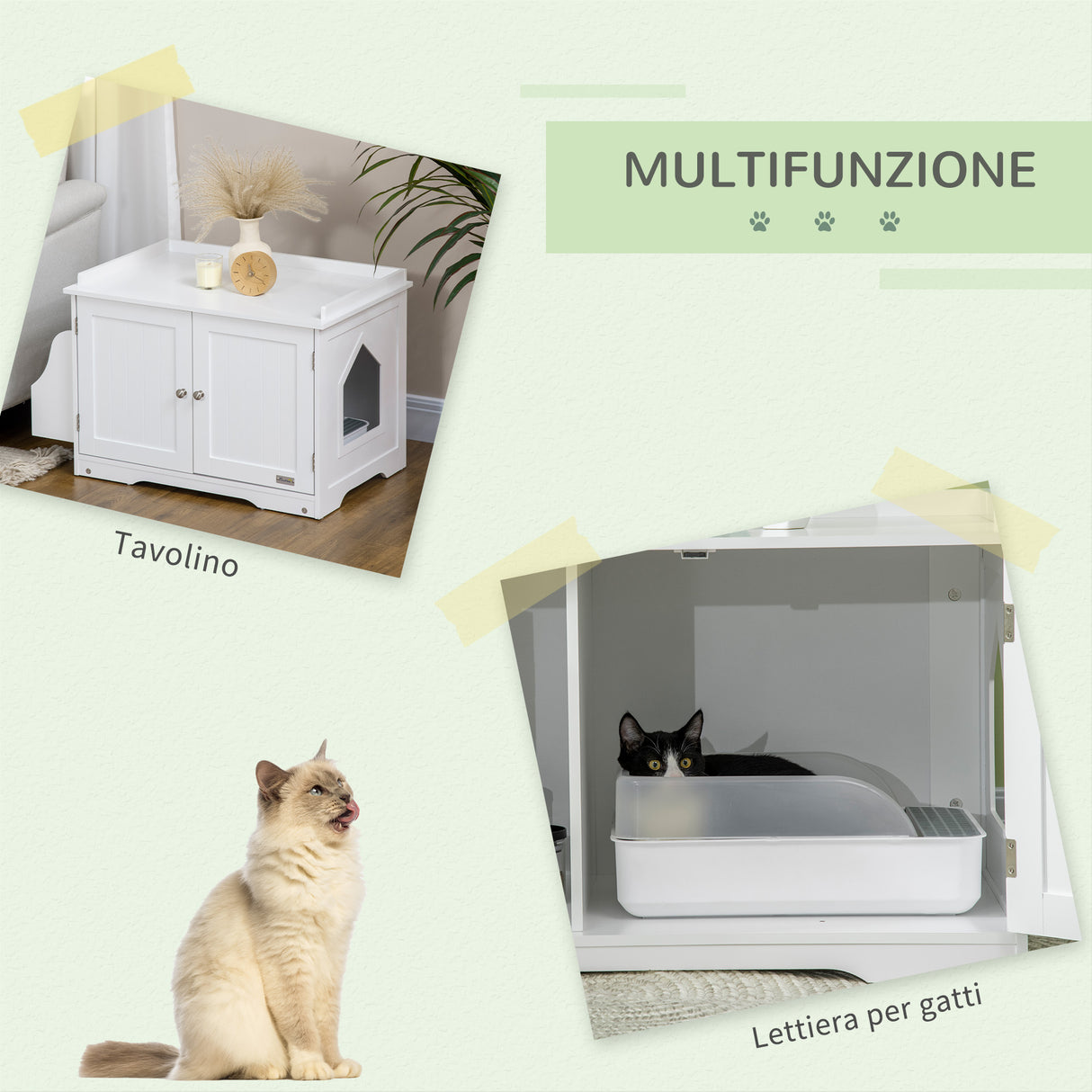 easycomfort easycomfort mobile lettiera per gatti a 2 ante con divisorio interno regolabile 86x48x52 cm bianco