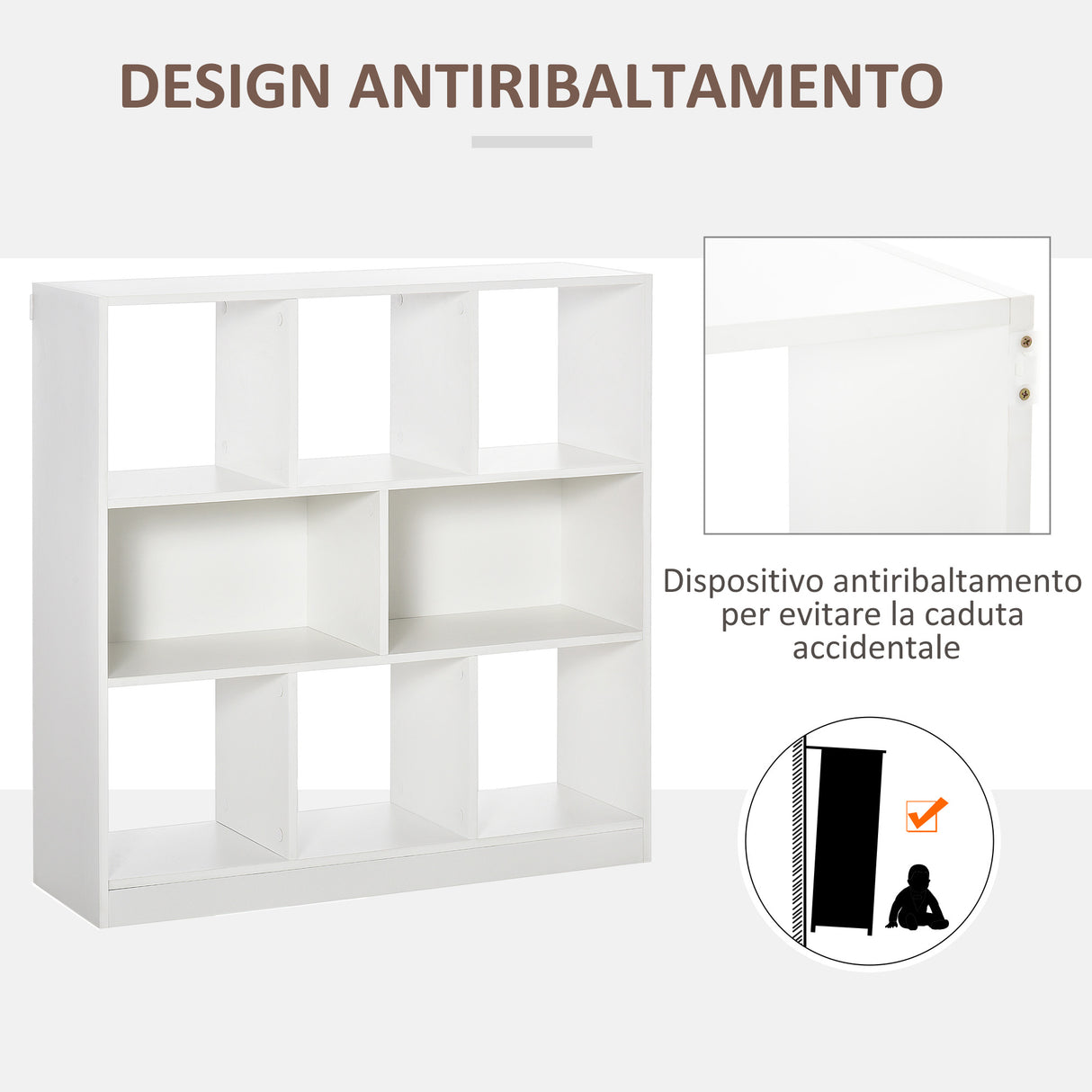 easycomfort easycomfort mobile libreria portaoggetti a 3 livelli e 8 ripiani totali in mdf 97 5x30x100 cm bianco