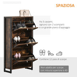 immagine-4-easycomfort-easycomfort-mobile-scarpiera-salvaspazio-stile-industriale-per-12-paia-di-scarpe-legno-e-metallo-60x24x115cm-marrone-e-nero