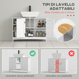 easycomfort easycomfort mobile sotto lavabo bagno con armadietto a 2 ante e 3 ripiani aperti in legno 90x30x60cm bianco