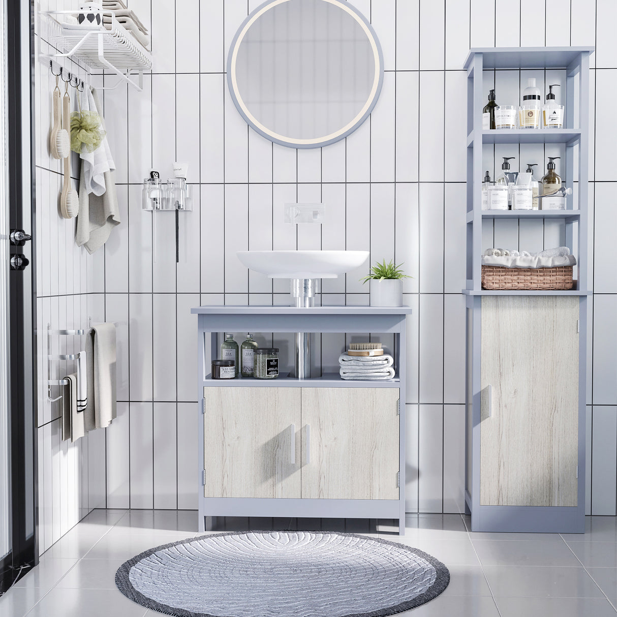 immagine-4-easycomfort-easycomfort-mobile-sottolavabo-bagno-con-armadietto-e-ripiano-aperto-60x30x62cm-grigio-e-legno-naturale
