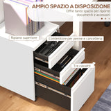 easycomfort easycomfort mobiletto da ufficio a 3 cassetti con barra regolabile e vassoio in acciaio 37x43 5x60 cm bianco
