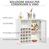 easycomfort easycomfort mobiletto portabottiglie vini con porta calici e armadietto capacita 20 bottiglie 80x36x85 cm bianco