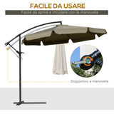 easycomfort easycomfort ombrellone da giardino a braccio con apertura a manovella in metallo e poliestere 2 7x2 7 m caffe