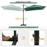 easycomfort easycomfort ombrellone da giardino a manovella 2 5x2 5 m con rotazione 360 e parasole regolabile verde