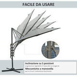 easycomfort easycomfort ombrellone da giardino a manovella e a 8 stecche con angolazione regolabile 2 95x2 5 m grigio