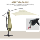 easycomfort easycomfort ombrellone da giardino decentrato con base a croce e apertura a manovella 294x193cm beige