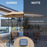 easycomfort easycomfort ombrellone da giardino doppio 4 5m con 48 luci led e manovella cachi