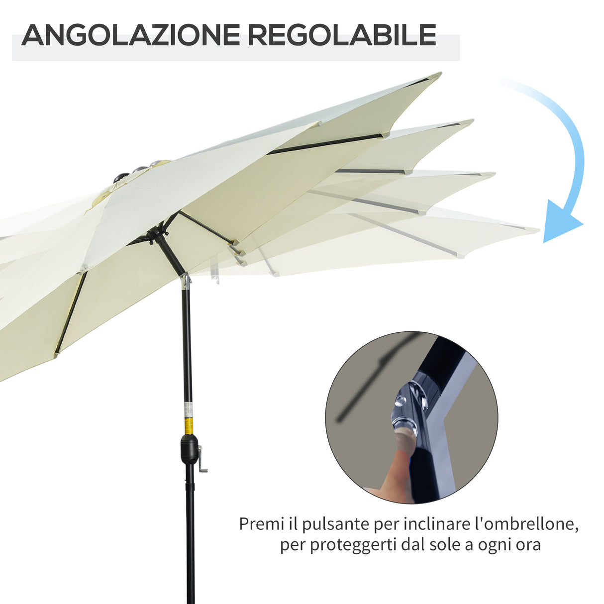 easycomfort easycomfort ombrellone da giardino inclinabile a 8 stecche con manovella in metallo e poliestere 295x250 cm beige