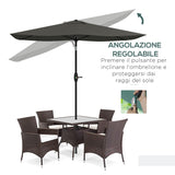 easycomfort easycomfort ombrellone da giardino rettangolare 2x3 m inclinabile con apertura a manovella grigio