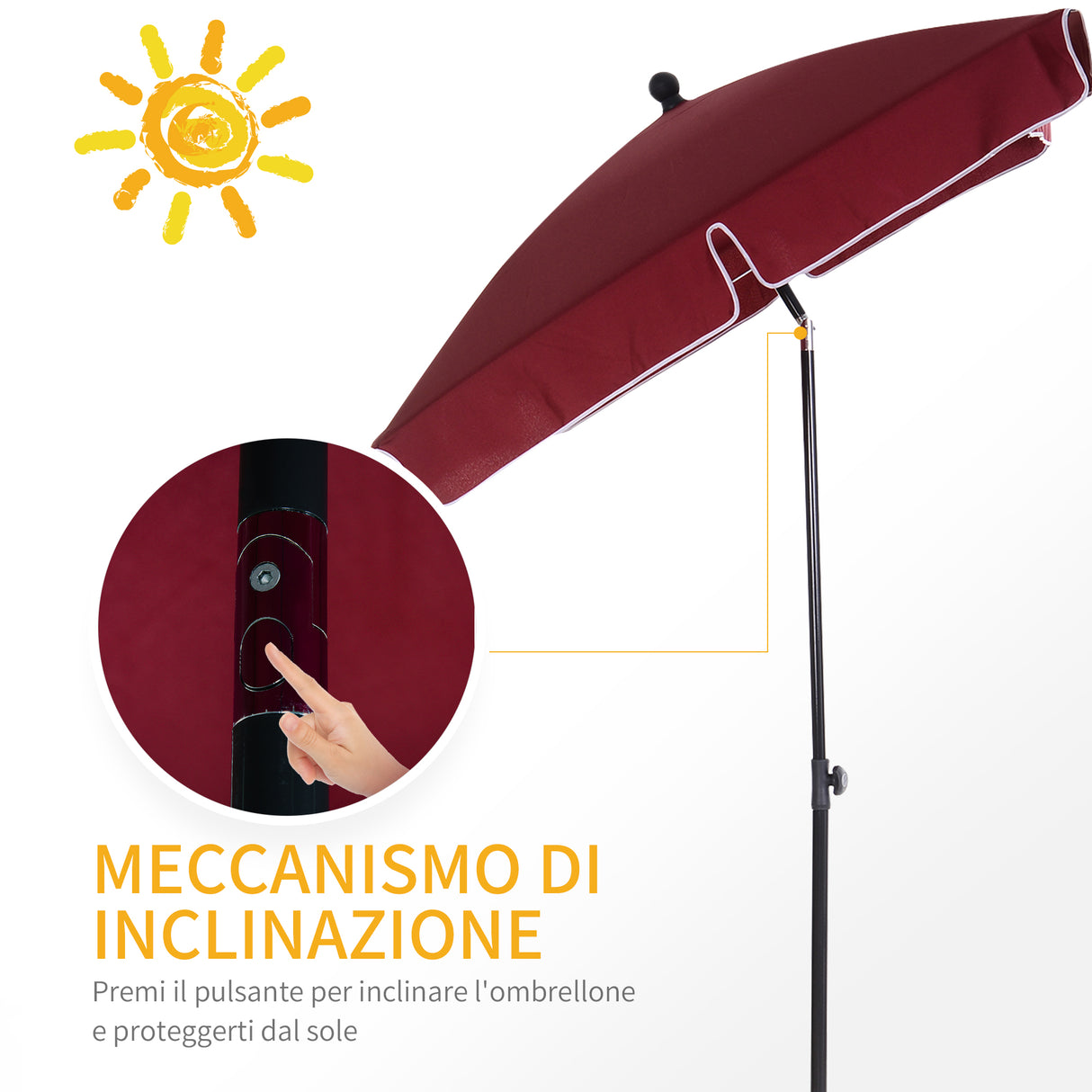easycomfort easycomfort ombrellone da giardino rettangolare e regolabile con palo in alluminio 2x1 3x2 5 m rosso vino