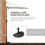 easycomfort easycomfort ombrellone da terrazza a mezzaluna con apertura a manovella e palo a 2 sezioni 2 6x1 35 m beige