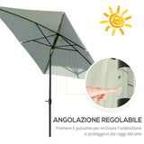 easycomfort easycomfort ombrellone rettangolare 2x3 m da giardino con apertura a manovella e inclinazione regolabile beige