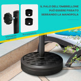 easycomfort easycomfort outusnny base per ombrellone da 18 kg con manovella girevole in acciaio hdpe e cemento 45x36 cm nero