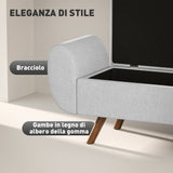 easycomfort easycomfort panca contenitore fondo letto con braccioli in tessuto gambe in legno e vano da 53 8l 132x42x50 cm grigio
