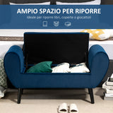 easycomfort easycomfort panca contenitore imbottita per interno in tessuto vellutato con braccioli 118x42x66cm blu