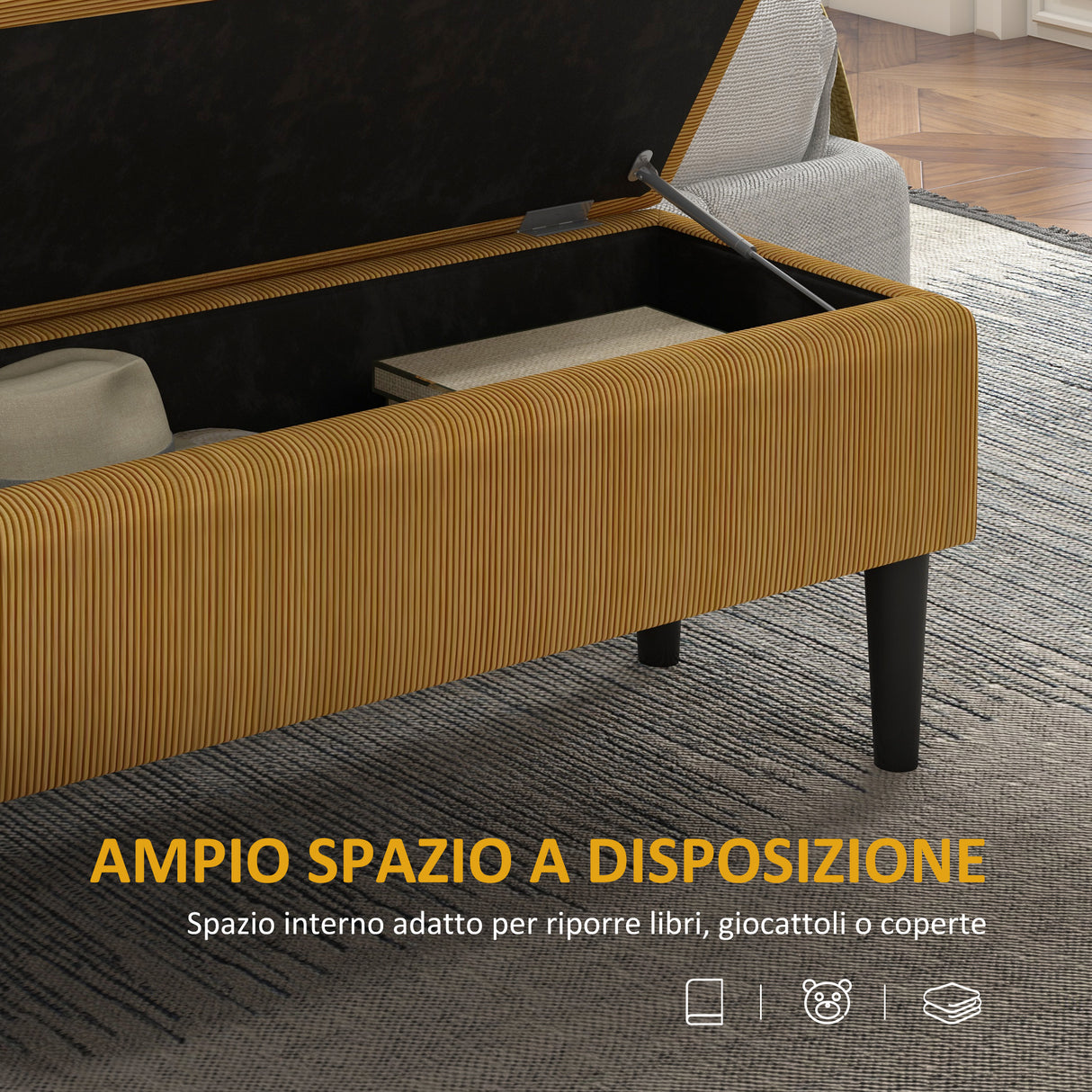 easycomfort easycomfort panca fondoletto in poliestere e legno per camera da letto e ingresso 95x38x45 cm arancione