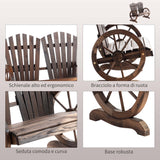 easycomfort easycomfort panchina da giardino in legno stile country con braccioli a ruota 108x66x95cm colore legno