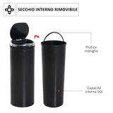 easycomfort easycomfort pattumiera automatica con sensore a infrarossi e capacita 50l acciaio inox e plastica nero 30 5x30 5x81 5cm