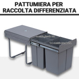 easycomfort easycomfort pattumiera estraibile con 3 contenitori per raccolta differenziata capacita totale 40l 48x34 2x41 8cm grigio