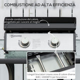 easycomfort easycomfort piastra barbecue a gas da tavolo con 2 bruciatori e potenza 6kw 48 5x46x21cm nero