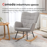 easycomfort easycomfort poltrona a dondolo imbottita in legno e acciaio con rivestimento boucle 71x98x101 cm grigio
