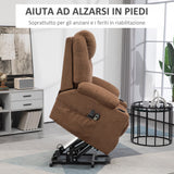 easycomfort easycomfort poltrona alzapersona massaggiante a 8 punti con telecomando in tessuto effetto lino 90x101x107 cm caffe