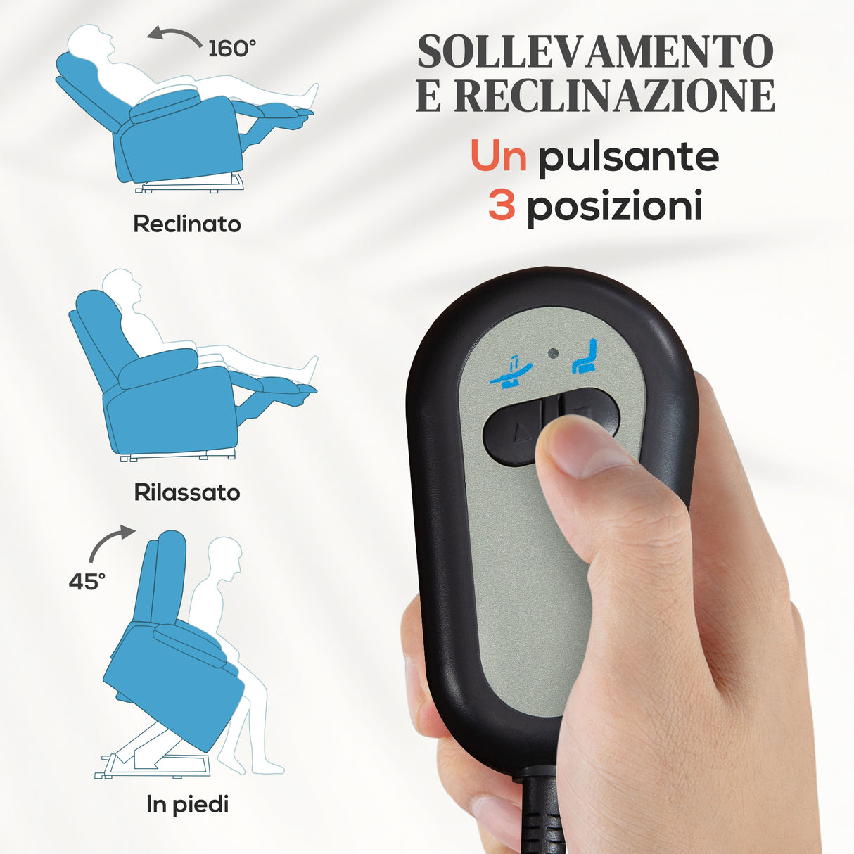 easycomfort easycomfort poltrona alzapersona reclinabile con poggiapiedi e telecomando in pelle pu 76x90x105 cm azzurro
