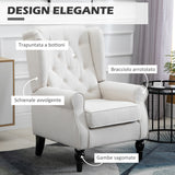 easycomfort easycomfort poltrona da salotto imbottita in tessuto con schienale trapuntato 74x86x102cm bianco crema