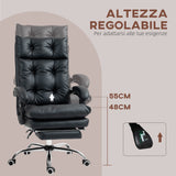 easycomfort easycomfort poltrona da ufficio in finta pelle con schienale reclinabile 135 e poggiapiedi estraibile nero