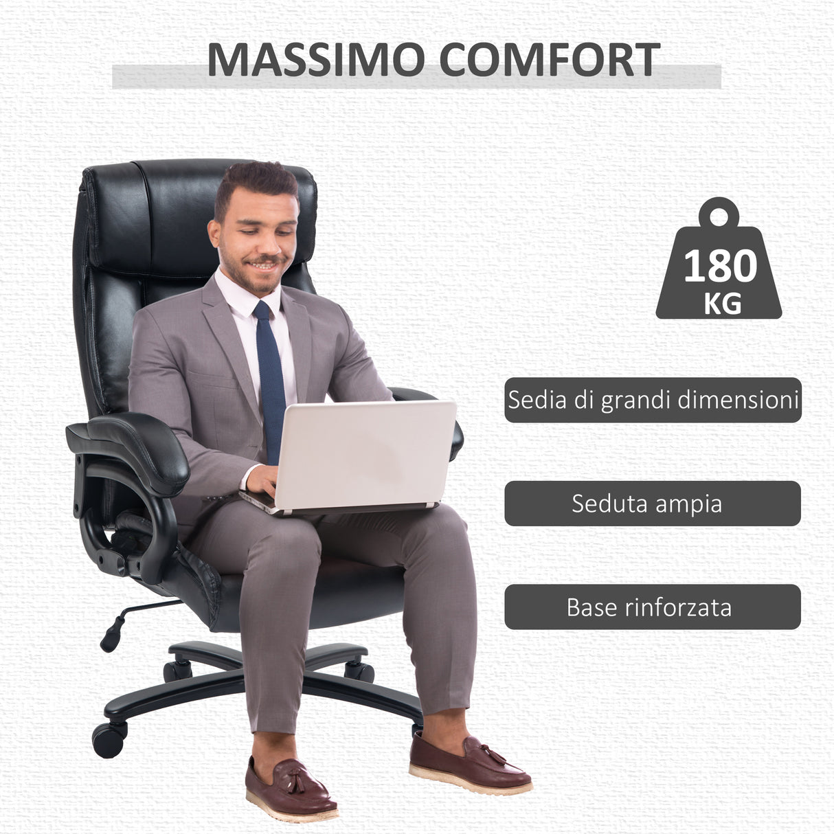 easycomfort easycomfort poltrona da ufficio massaggiante e riscaldata con 2 punti massaggio e 8 programmi nera