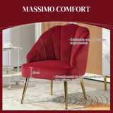 easycomfort easycomfort poltrona in velluto a conchiglia stile art deco per camera e soggiorno acciaio 63x65x84 cm rosso