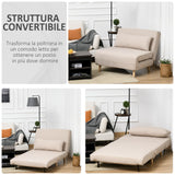easycomfort easycomfort poltrona letto 3 in 1 con schienale reclinabile in 6 posizioni 94x78x80 cm beige